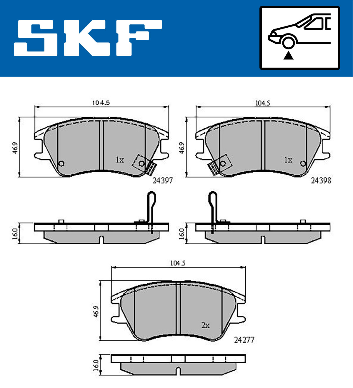 Set placute frana,frana disc VKBP 80621 A SKF